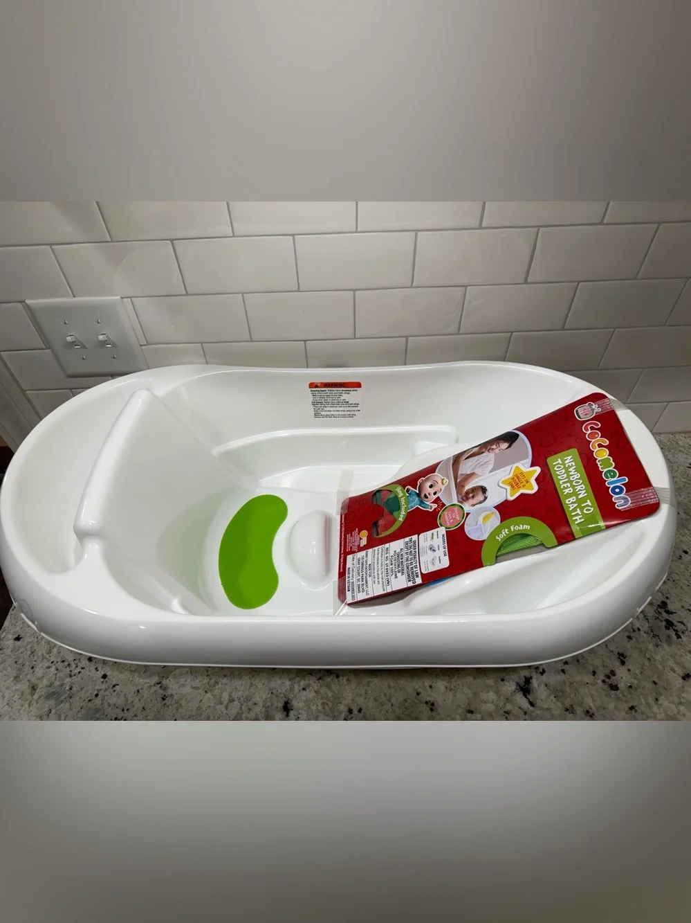CoComelon 0-24 Month 3-in-1 Baby Bathtub W/Removable Sling, Drain and Storage